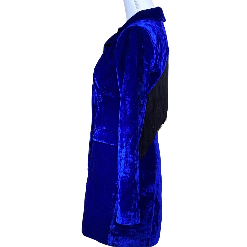 House of Harlowe x Revolve Crushed Velvet Fringe Open Back Blazer Mini Dress - Picture 4 of 10